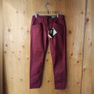5.11 Tactical Burgundy Cotton Blend Defender Flex Slim Leg Pant
